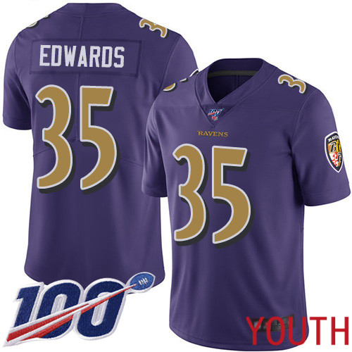 Baltimore Ravens Limited Purple Youth Gus Edwards Jersey NFL Football #35 100th Season Rush Vapor Untouchable->baltimore ravens->NFL Jersey